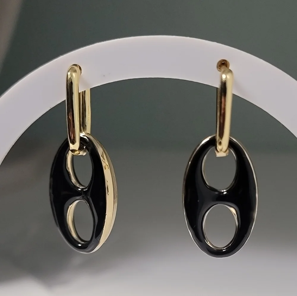18K Gold plated Black/Gold Mariner Earrings